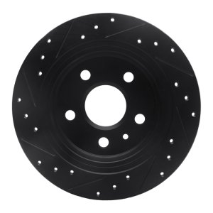 Buick LaCrosse Brake Rotor (1) - Rear Right - R1 Concepts - Drilled & Slotted - Black - `11-`16